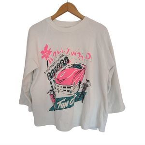VINTAGE 80S 90S Hollywood Fun City 3/4 Sleeve Sweater